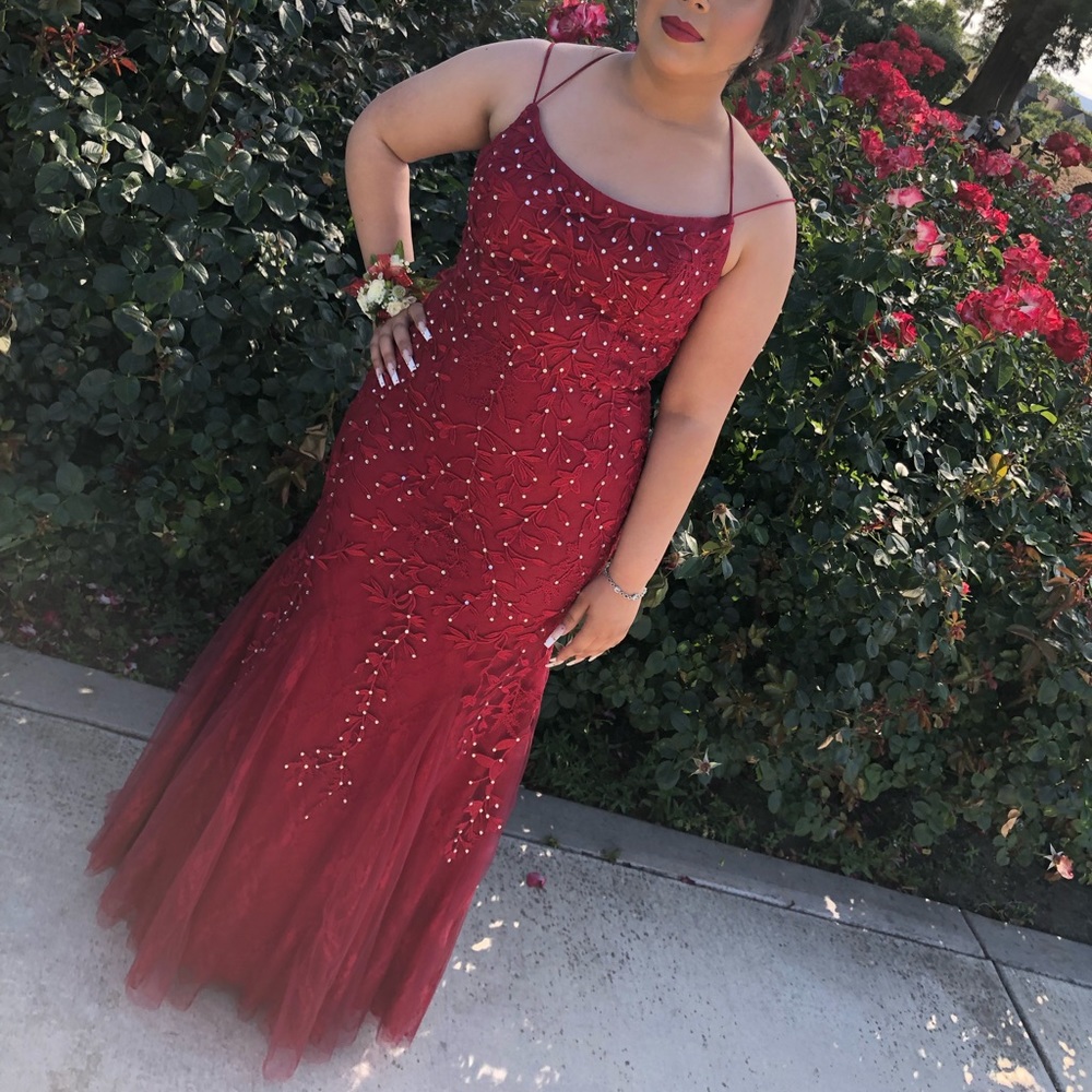Red long prom dress purchased in LA, CA